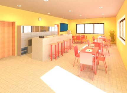 Bistro-Tennishalle-Rendering-texturiertes-3D-Modell-nach-Modellierung-der-3D-Punktwolke-3D-Modellierung