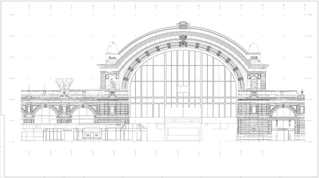 2D-CAD-Plan-Fassadenplan-HBF-FFM-3D-Fassadenaufnahme-per-Drohne-zur-Vermessung-CAD-Modellierung-Deutsche-Bahn-Hauptbahnhof-Frankfurt